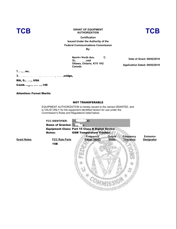 FCC ID認證15B證書樣本(圖1)